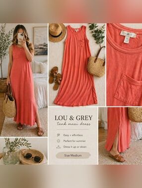 Lou & Grey Coral Sleeveless Knit Dress | Lightweight Casual Tank Dress Size
